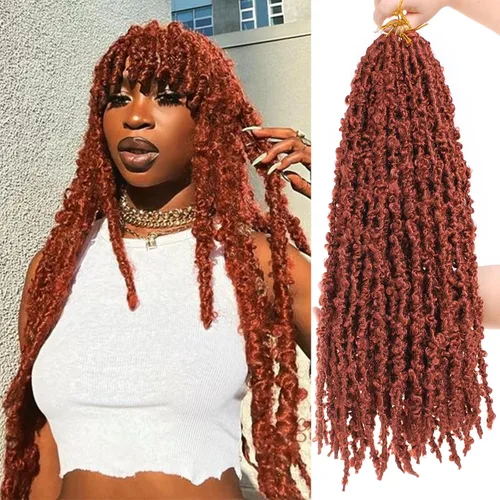 Miniatura 49 de ZRQ Butterfly Locs Cabello de Ganchillo Corto 6 Paquetes Negro Cabello Bob de Ganchillo 8 Pulgadas Locs Sintéticos Desordenados Desgastados Trenzas