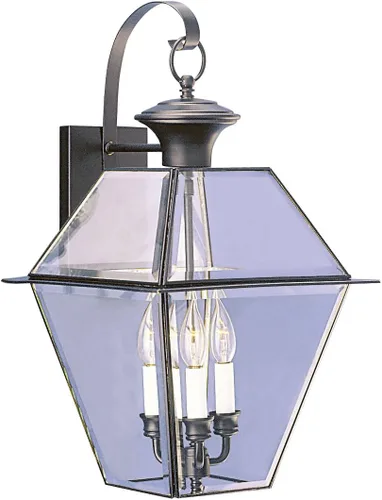 Miniatura 17 de Livex Lighting 2381-01 Westover - Farol de pared para exteriores, 3 luces, latón antiguo