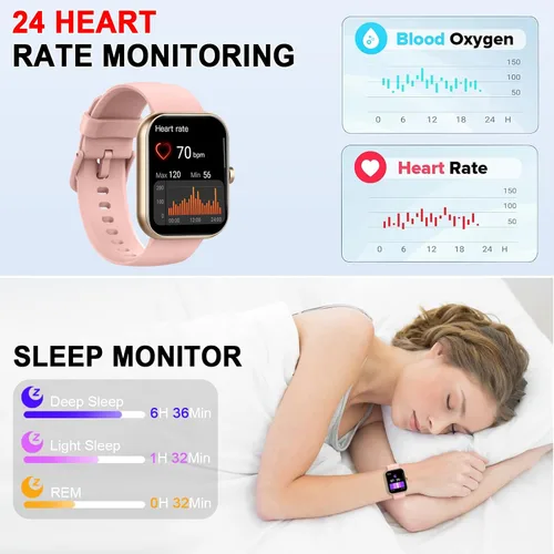 Miniatura 3 de Smart Watch (Answer/Make Calls), 1.96"HD Smartwatch for Women Men, 2025 Activity Tracker with Heart Rate Monitor, Sleep Trackers, Pedometer, IP68