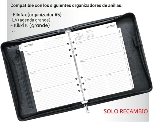 Miniatura 7 de Newestor 2026 - Recambios de planificador mensual para carpeta A5 de 6 anillos, dos páginas por mes, de enero de 2026 a diciembre de 2026