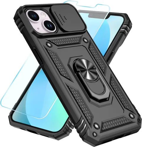 Miniatura 32 de SunStory Funda compatible con iPhone 12 Pro Max con protector de pantalla HD, cubierta de cámara deslizante y soporte de anillo giratorio