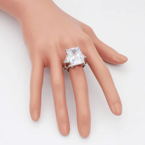 Miniatura 8 de Lavencious Anillos grandes y radiantes con piedras CZ elásticas para mujer, talla 7-9