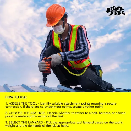 Miniatura 6 de Cordón para herramientas de seguridad de 3 pies, cordón resistente para casco duro con mosquetón, extremo de bucle ajustable, ultraduradero