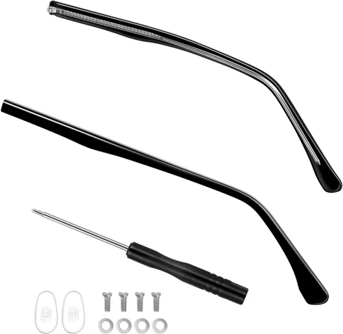 1 par de lentes de repuesto para lentes universales de repuesto para lentes negros, brazos, piernas, kit de reparación de cristales delgados con
