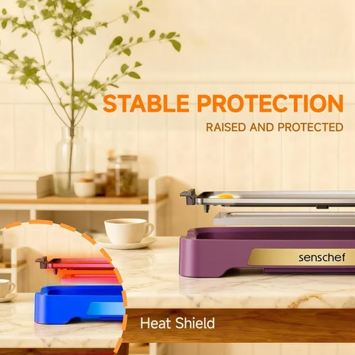 Miniatura 7 de Cleansnap - Plancha eléctrica diaria, gran regalo para fiestas familiares, parrilla antiadherente de 20 pulgadas con escudo plegable