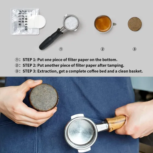 Miniatura 4 de watchget Filtros de papel espresso de 2.008 in, 1000 piezas de papel de filtro de café sin blanquear para cestas portafiltros de 2.008 in