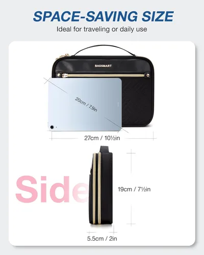 Miniatura 5 de BAGSMART Organizador electrónico de viaje - Bolsa organizadora de cables y tecnología de doble capa para cables de carga, Negro