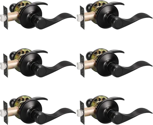 Miniatura 15 de KNOBWELL Paquete de 8 pomos de puerta color negro mate para interiores para dormitorio/baño, manijas de puerta de privacidad con cerradura de giro