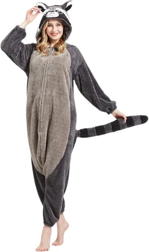 Miniatura 2 de DarkCom Raccoon Onesie Halloween Costume One Piece Unisex Adult Pajamas Women Men Sleepwear Christmas Pajamas
