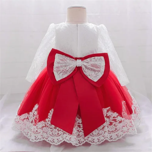 Miniatura 5 de Vestido de otoño de lino de algodón de manga larga con tutú de flores, vestido de princesa, vestido de tul para Navidad