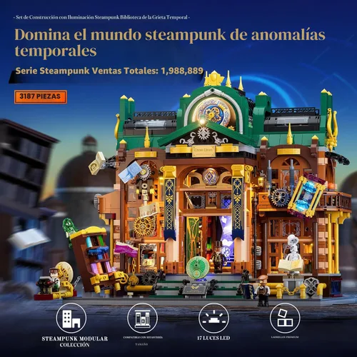 Miniatura 8 de Juego de Ladrillos de Construcción de Iluminación Steampunk Time-Rift de Lumibricks, 3187 Piezas de Construcción Modular de la Colección Custodios