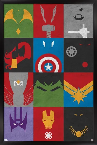 Miniatura 8 de Trends International Marvel Comics-Avengers-Minimalist Grid Mount Póster de pared Versión con marco plateado