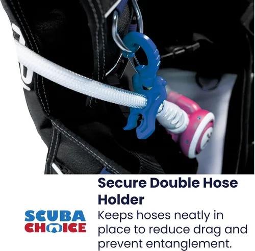 Miniatura 2 de Clip de soporte de manguera de buceo – Organizador de manguera seguro doble LP/HP para configuración BCD y gestión de equipos de buceo – Accesorio
