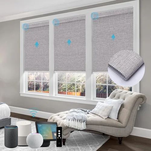 Miniatura 30 de SmartWings Persianas Motorizadas con Sombras para Ventana Control Remoto Funciona con Thread Apple Homekit Z-Wave Alexa 100% Blackout de Doble Cara