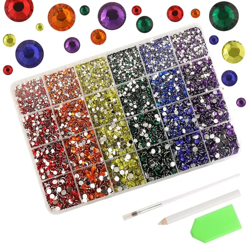 Juego de 30000 diamantes de imitación de resina de colores mixtos, diamantes de imitación no termoadhesivos para manualidades, diseño de bricolaje,