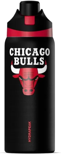 Miniatura 34 de Hydrapeak Botella de agua aislada con licencia oficial de la NBA Phoenix Suns Oasis de 32 onzas con tapa de botón y asa integrada, botella deportiva