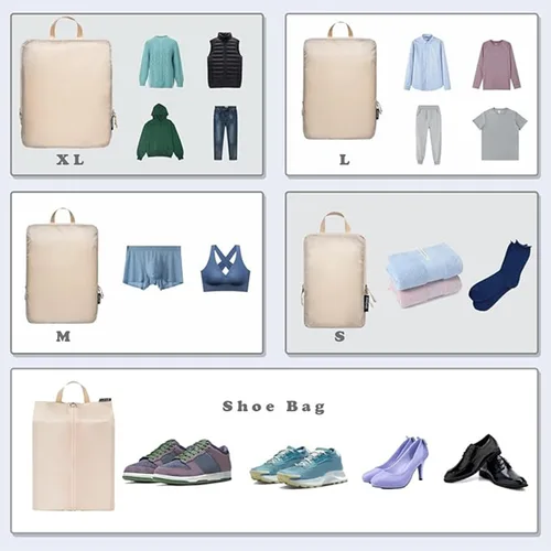 Miniatura 141 de BAGAIL 4 Set/6 Set Ultraligero Compresión Embalaje Cubos Organizador de Embalaje para Accesorios de Viaje Equipaje Maleta Mochila
