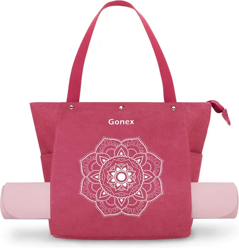 Miniatura 8 de Gonex Bolsa para Esterilla de Yoga, Bolsa de Gimnasio Tipo Tote con Múltiples Bolsillos para Mujeres y Hombres, Portaesterillas de Yoga de Lona