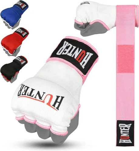 Miniatura 10 de HUNTER - Guantes interiores acolchados con gel y vendas de mano para boxeo, vendas elásticas de entrenamiento rápido para hombres y mujeres, Rosa