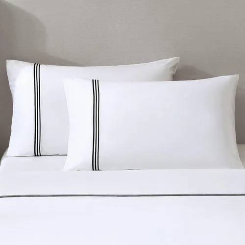 Miniatura 3 de Hotel Triple Luxe - Juego de sábanas de satén, 100% algodón egipcio Giza de ELS, bordado, totalmente natural, plano, ajustado y 2 fundas de almohada