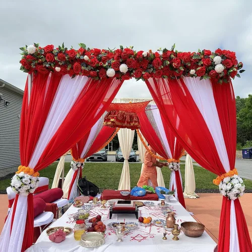 Miniatura 8 de DUOBAO Cortina de gasa roja, 2 paneles de 29 x 96 pulgadas, cortinas de fondo de boda, cortinas de playa para sala de estar, ventana de gasa