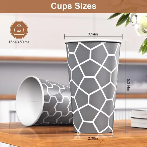 Miniatura 2 de Paquete de 180 tazas de café de 16 onzas, tazas de café desechables de papel caliente de 16 onzas, taza de café de papel aislada para bebidas frías