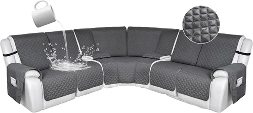 Miniatura 53 de HDCAXKJ Fundas de sofá seccional reclinable 100% impermeable, forma de L, funda de sofá reclinable lavable acolchada suave para mascotas, perro