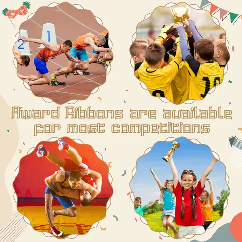 Miniatura 6 de Cinta de premio en blanco de 12 piezas, premio de premio de 1er lugar, medalla de roseta, cinta de participación de reconocimiento de victoria