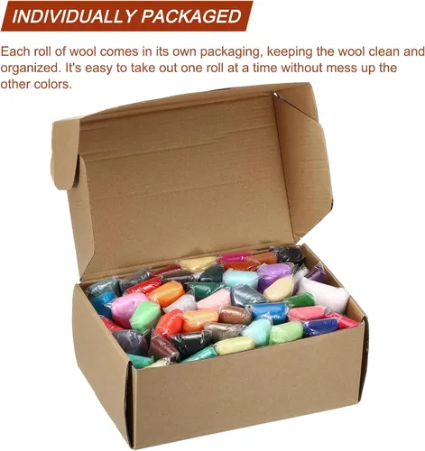 Miniatura 3 de uxcell 100 piezas de lana de fieltro de aguja, 50 colores, hilo de lana de fibra natural, aguja para fieltro de lana, suministros de hilo