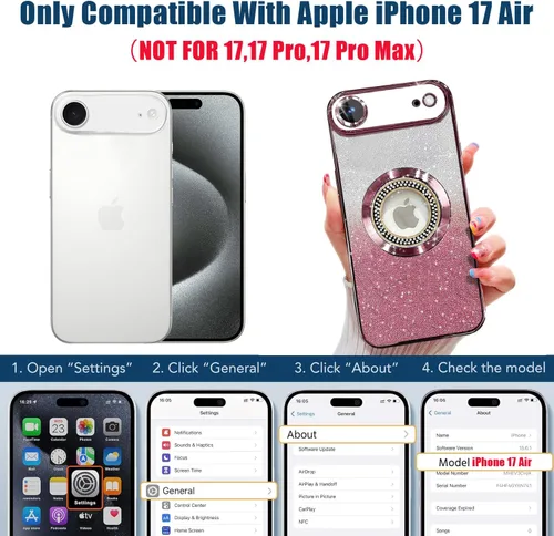Miniatura 251 de Misscase Funda magnética con purpurina para iPhone 11 compatible con MagSafe, protección completa, delgada, a prueba de golpes, antiarañazos
