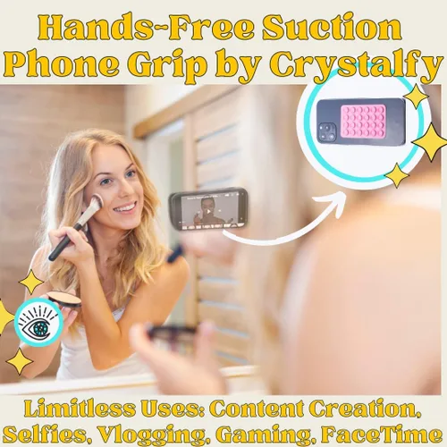 Miniatura 2 de Grips by CRYSTALFY - Soporte adhesivo de silicona con ventosa para teléfono, soporte adhesivo para iPhone, crea contenido, videos de TikTok
