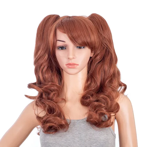 SWACC Peluca larga y rizada de doble garra con clip en cola de caballo sintética pastel colorida para cosplay, peluca de fiesta diaria para mujeres