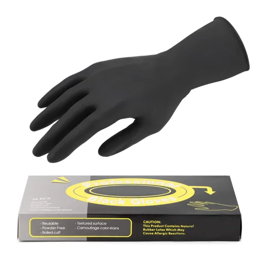 Miniatura 9 de Segbeauty Guantes de tinte para el cabello, 20 unidades, guantes de color negro reutilizables para el cabello, guantes de goma lavables