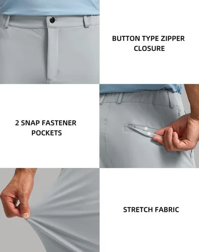 Miniatura 5 de Soothfeel Pantalones de golf para hombre con 5 bolsillos, ajustados, elásticos, casuales, de viaje, pantalones de trabajo para hombre
