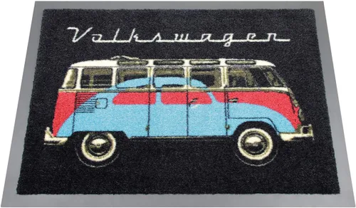 BRISA VW Collection - Tapete para el pie de Volkswagen, atrapador de suciedad para zapatos con escarabajo, T1, T2, T3 Bus, motivo GTI (autobús T1 y