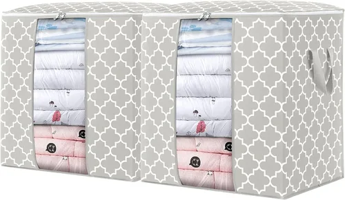 Miniatura 15 de WISELIFE Bolsas de Almacenamiento [3 Unidades/100L] Contenedores Grandes de Organización y Almacenamiento de Mantas y Ropa para Edredones, Ropa
