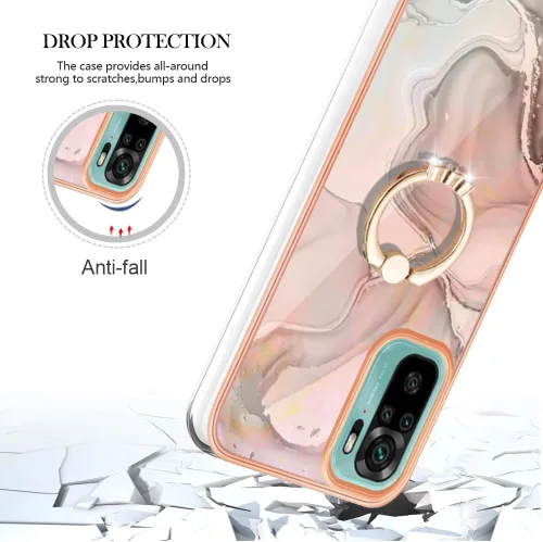 Miniatura 5 de XYX Case Compatible with Xiaomi Redmi Note 10s, TPU Marble Shockproof Bumper Slim Full-Body Protective Phone Case Cover with 360 Rotating Ring