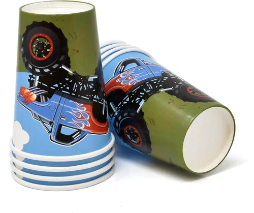 Miniatura 6 de Gift Boutique Juego de 122 piezas de suministros para fiesta de cumpleaños de Monster Truck Juego de platos de papel, vasos, servilletas para niños