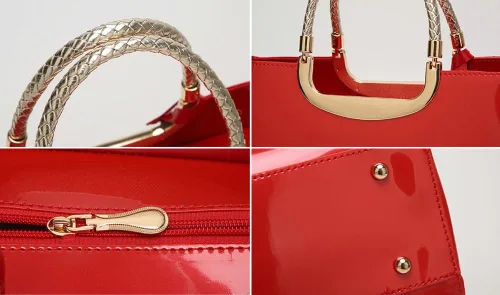 Miniatura 6 de Bolso de mano de cuero vegano brillante para mujer, bolso de hombro grande para mujer, bolso de mano de noche, bolso de mano para fiesta