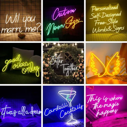 Miniatura 2 de Letreros de neón personalizados, letrero de neón personalizado para boda, dormitorio, regalo de fiesta de cumpleaños, letrero de luz LED grande