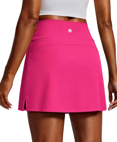Miniatura 19 de PINSPARK Faldas de golf para mujer, falda de tenis de cintura alta con 2 bolsillos, UPF 50+, falda atlética elástica para entrenamiento de pickleball