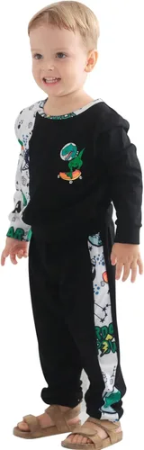 Miniatura 2 de Hearyoo Conjunto de ropa de 2 piezas con estampado de dinosaurio de manga larga y pantalones para niños pequeños