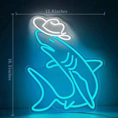Miniatura 3 de Letrero de neón de tiburón vaquero para decoración de pared, kit de luz de neón LED para bar, boda, cumpleaños, fiesta en casa, regalos