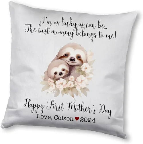 Miniatura 12 de Mother's Day Sloth, First Mother's Day Custom Pillowcase, Personalized Mother's Day Pillowcase, Gift for Mom, Home Decor