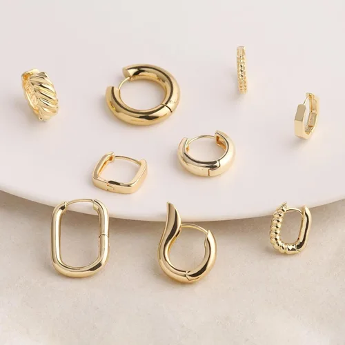 Miniatura 7 de Juego de 9 pares de aretes de aro de oro grueso para mujer, chapados en oro de 14 quilates, hipoalergénicos, trenzados, joyería gruesa