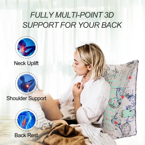 Miniatura 2 de Almohada de lectura de cuña estampada triangular para cabecero y espalda, cojín de apoyo para sentarse en la cama, almohada para descansar