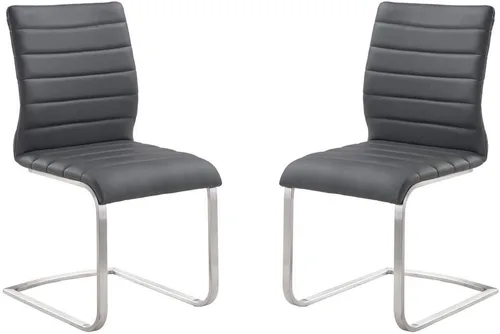 Miniatura 2 de Armen Living Fusion - Silla lateral contemporánea de acero inoxidable (juego de 2), tapizada gris, 37 x 18 x 22 pulgadas