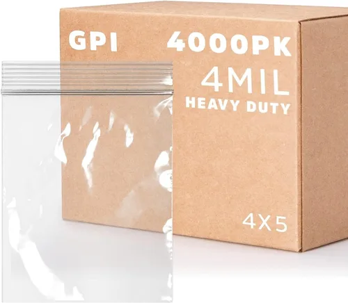 Miniatura 22 de GPI - Caja de 1000 bolsas de plástico transparente con cremallera de 3 x 3 pulgadas - Bolsas de polietileno resistentes a granel de 4 mil de grosor