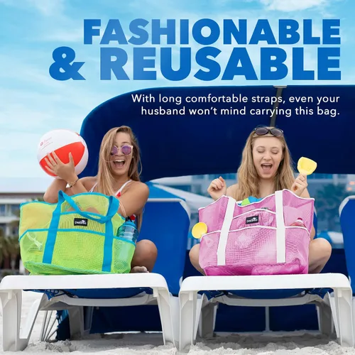 Miniatura 4 de Bolsa de playa de malla ligera, para juguetes y elementos esenciales de vacaciones