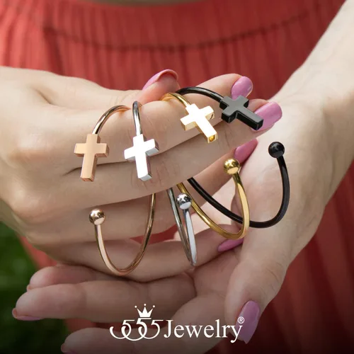 Miniatura 6 de 555Jewelry - Pulsera de acero inoxidable con símbolo religioso